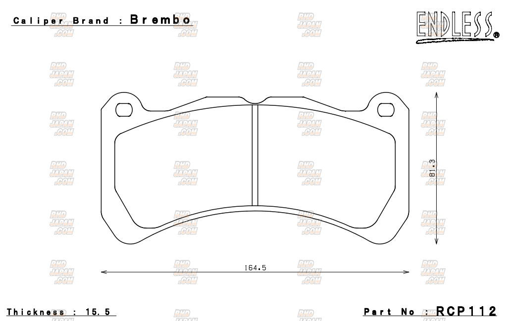 Endless Brake Pads Set MX72 Brembo Caliper 6 Pot RD57 - Lexus IS-F USE20